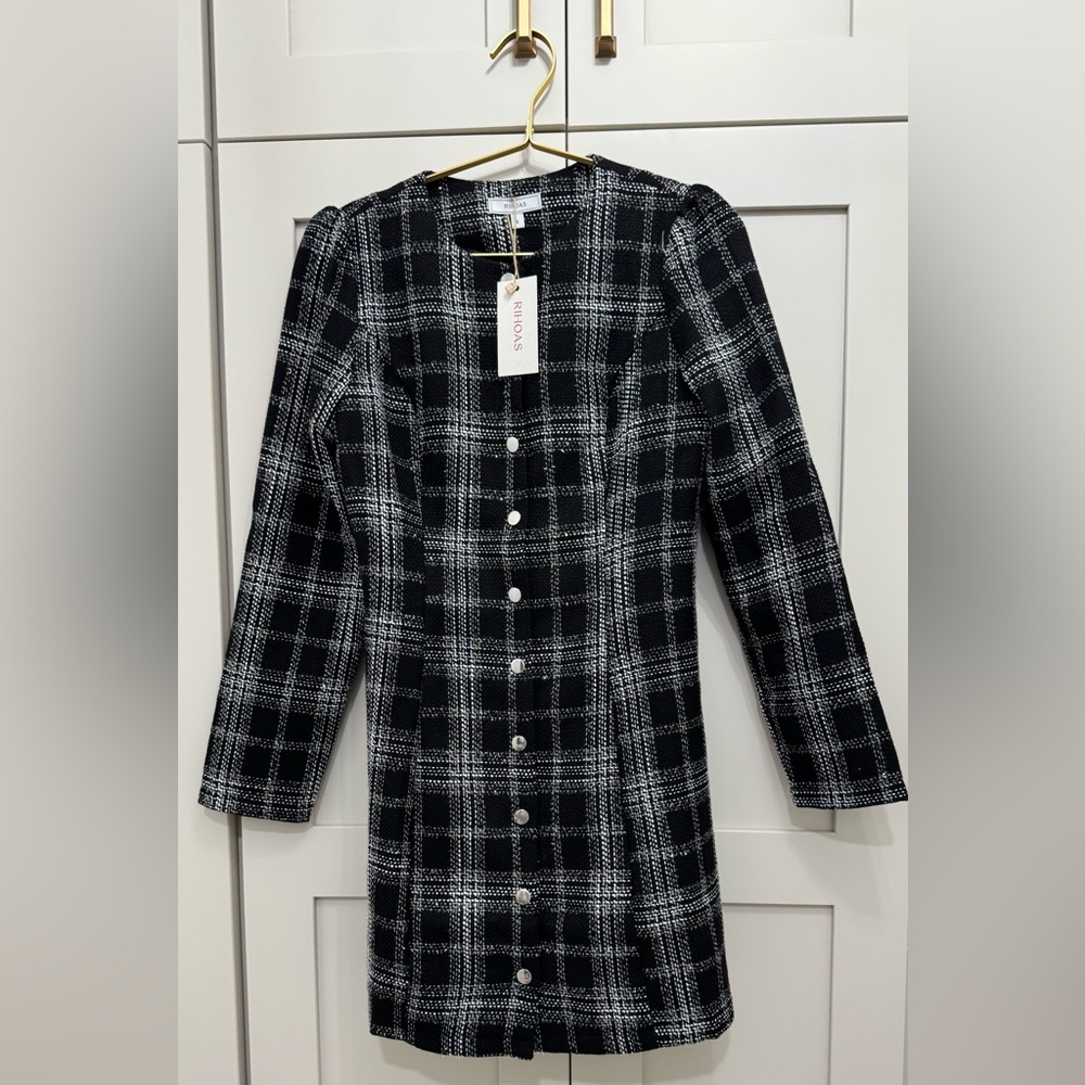RIHOAS Monochrome Checkered Long Sleeve jacket